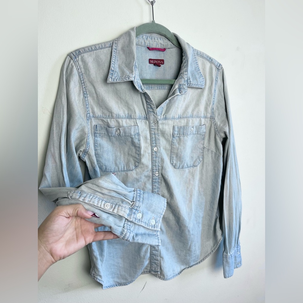 Merona Casual Light Blue Button Down Shirt - Picture 5 of 6